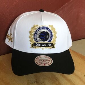 Orlando magic snapback hat white Cap with Gold and Black Accents nba heritage